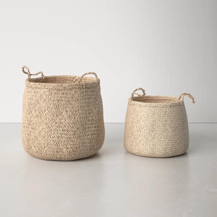 Sadia Handmade Seagrass Basket With Handles - Set of 2