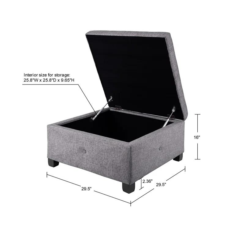 Della Button Tufted Square Storage Ottoman