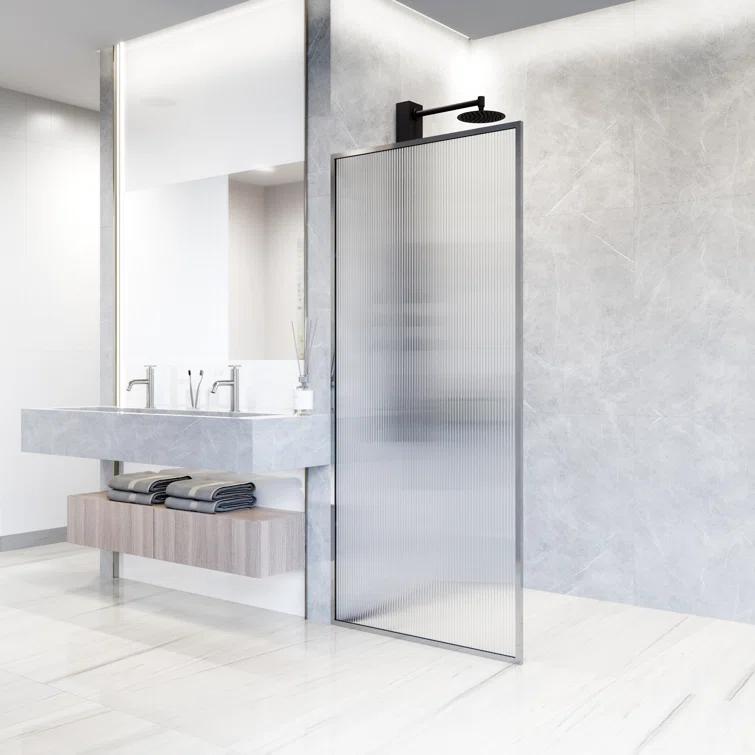 Meridian 34" W x 74" H Fixed Framed Shower Screen with 3/8" Glass
