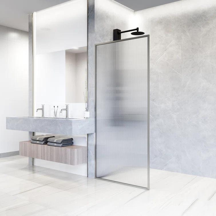 Meridian 34" W x 74" H Fixed Framed Shower Screen with 3/8" Glass