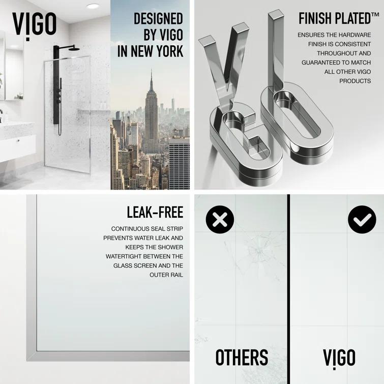 Meridian 34" W x 74" H Fixed Framed Shower Screen with 3/8" Glass