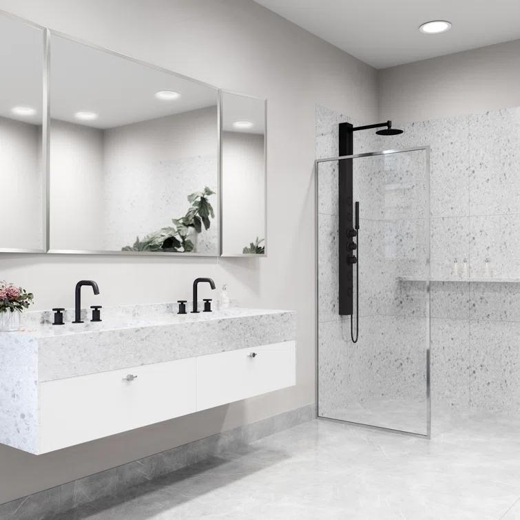 Meridian 34" W x 74" H Fixed Framed Shower Screen with 3/8" Glass