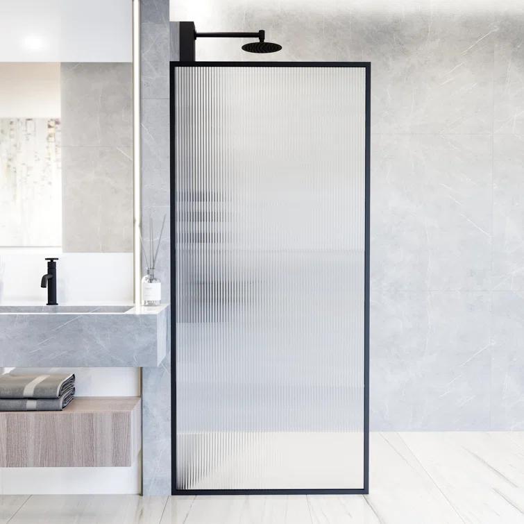 Meridian 34" W x 74" H Fixed Framed Shower Screen with 3/8" Glass