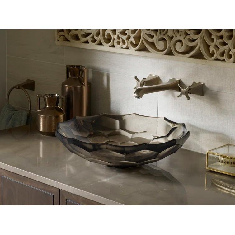 Kohler Briolette, Artist Editions Oval Faceted Glass Bathroom Vessel Sink