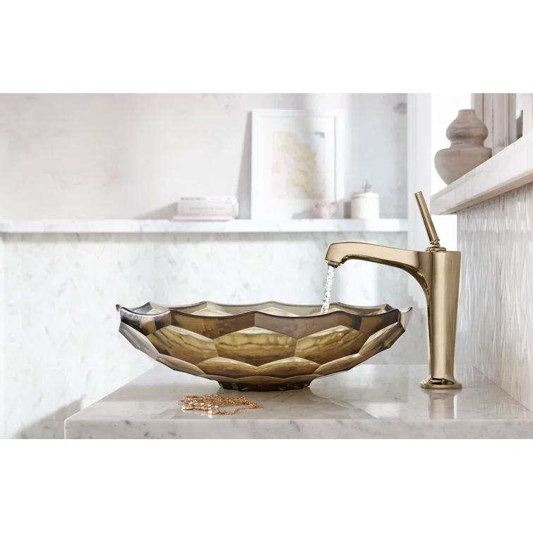 Kohler Briolette, Artist Editions Oval Faceted Glass Bathroom Vessel Sink