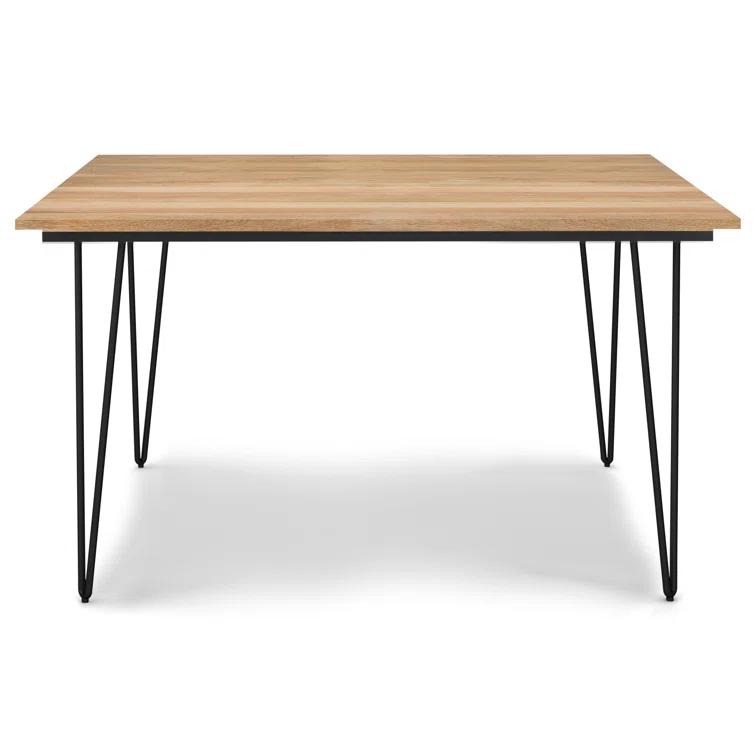 Hunter Solid Mango Wood Dining Table, Industrial Style with Hairpin Legs, Seats 6