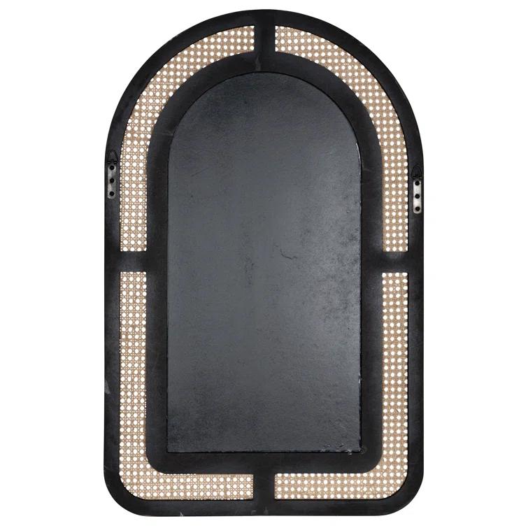 Emma Classic Arch Top Natural Rattan Wall Vanity Mirror