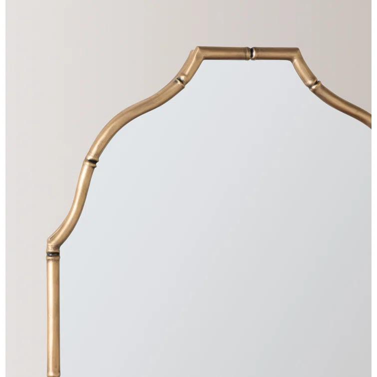 Elegant Gold Metal Framed Arch Vanity Wall Mirror