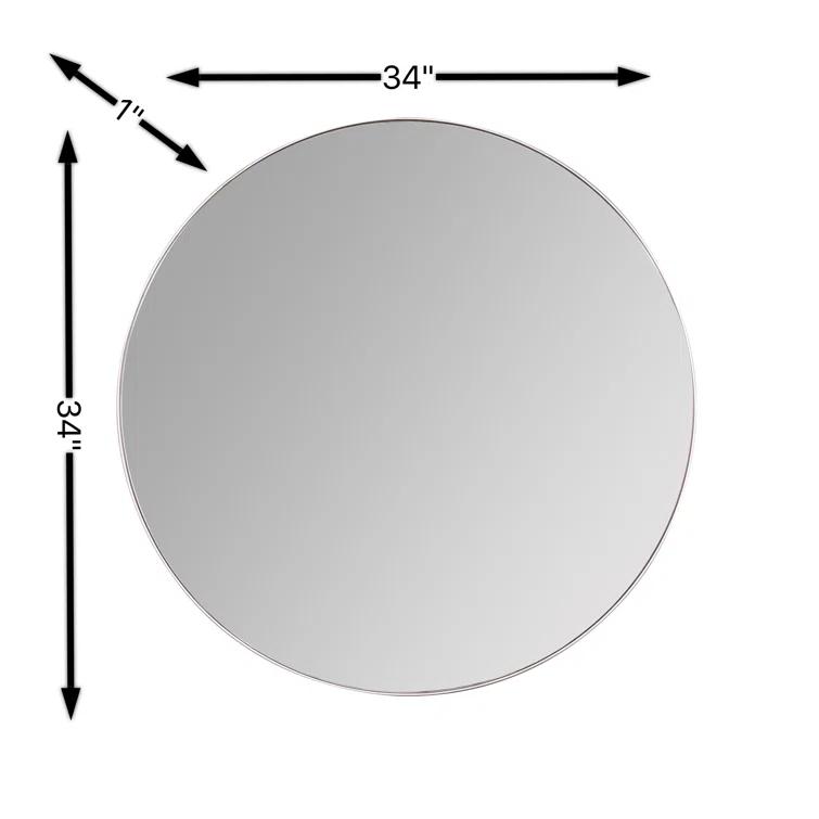 Franco 34" Classic Round Wall Mirror in Glossy Silver
