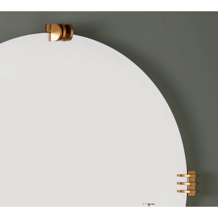 Aubrey 30" Round Frameless Gold Wall Mirror