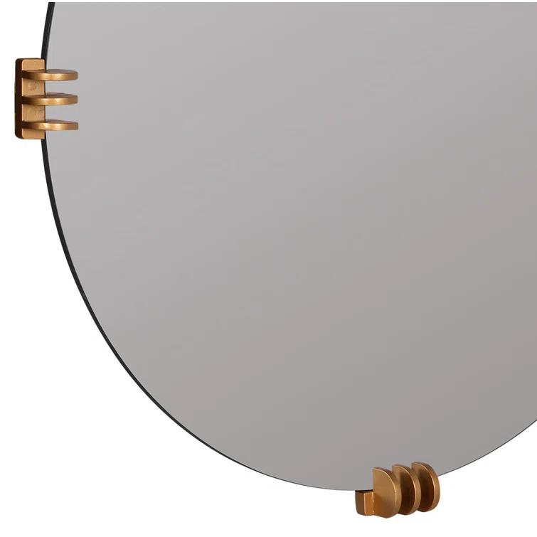 Aubrey 30" Round Frameless Gold Wall Mirror