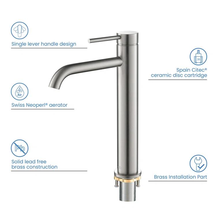 Circular Vessel Sink Faucet Single-handle Bathroom Faucet