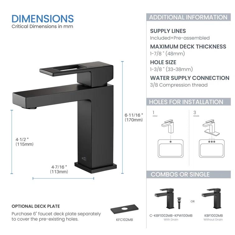 Cube Single-Hole Single-handle Bathroom Faucet