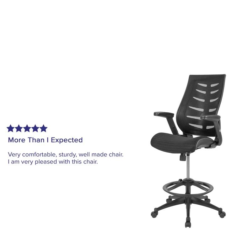 Flash Furniture High Back Mesh Spine-Back Ergonomic Drafting Chair with Adjustable Foot Ring