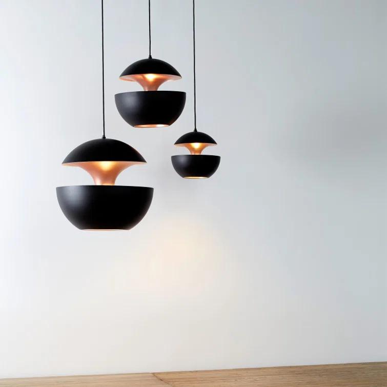 Black and Copper Aluminum Pendant Light, 18" Diameter
