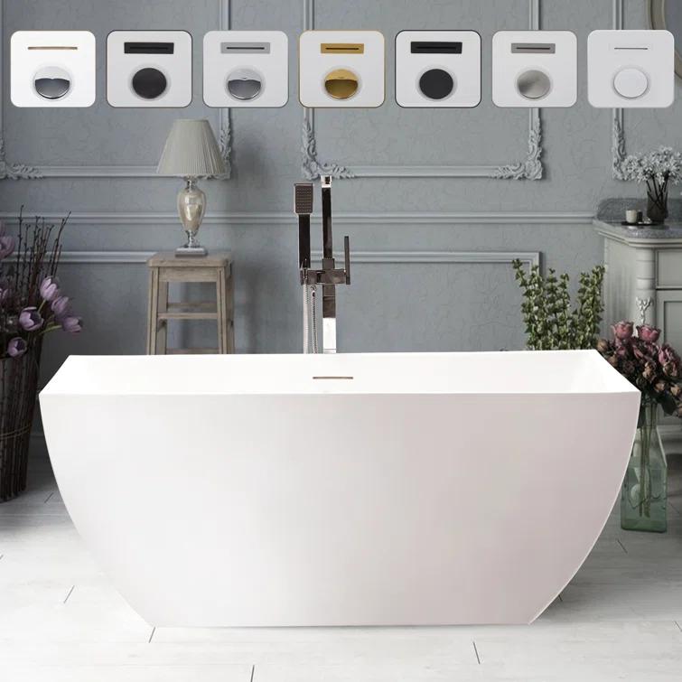 Iris 59" x 30" Freestanding Soaking Acrylic Bathtub