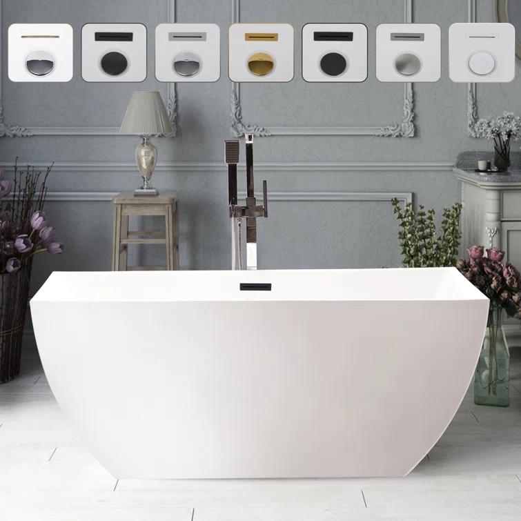Iris 59" x 30" Freestanding Soaking Acrylic Bathtub