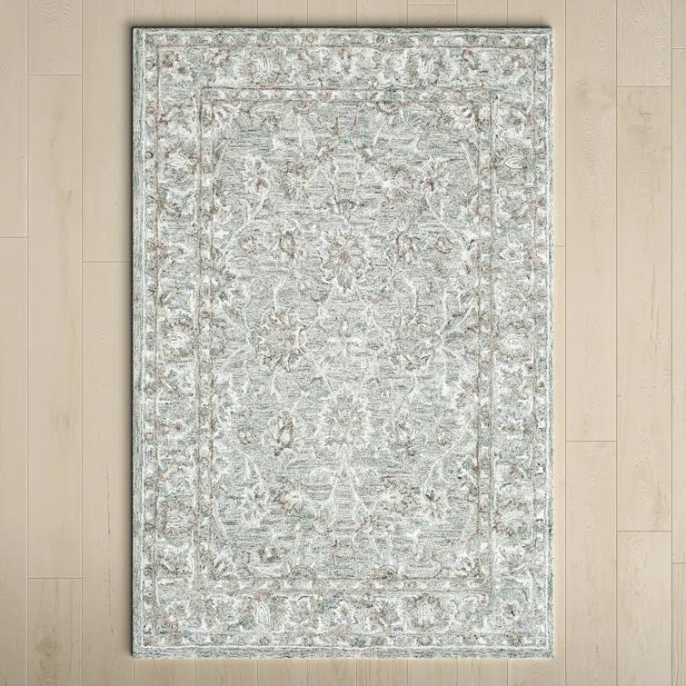 Cait Oriental Handmade Tufted Wool/Silk Denim/Taupe/Ivory Area Rug