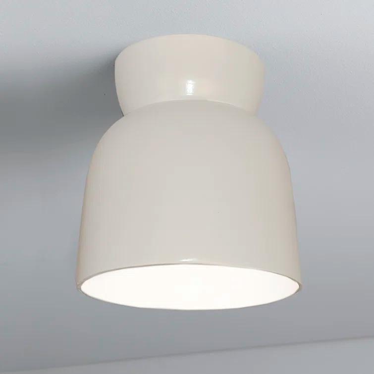 Gloss White Ceramic LED Indoor/Outdoor Flush Mount Light