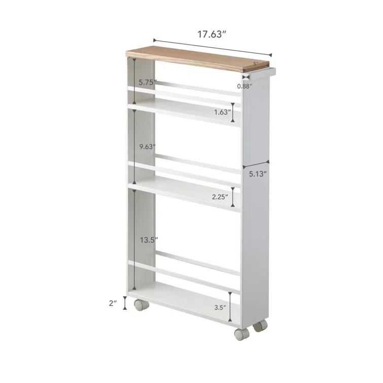 Yamazaki Tower White Rolling Slim Storage Cart With Handle