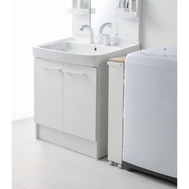 Yamazaki Tower White Rolling Slim Storage Cart With Handle