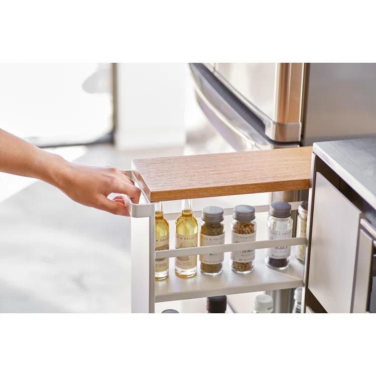 Yamazaki Tower White Rolling Slim Storage Cart With Handle