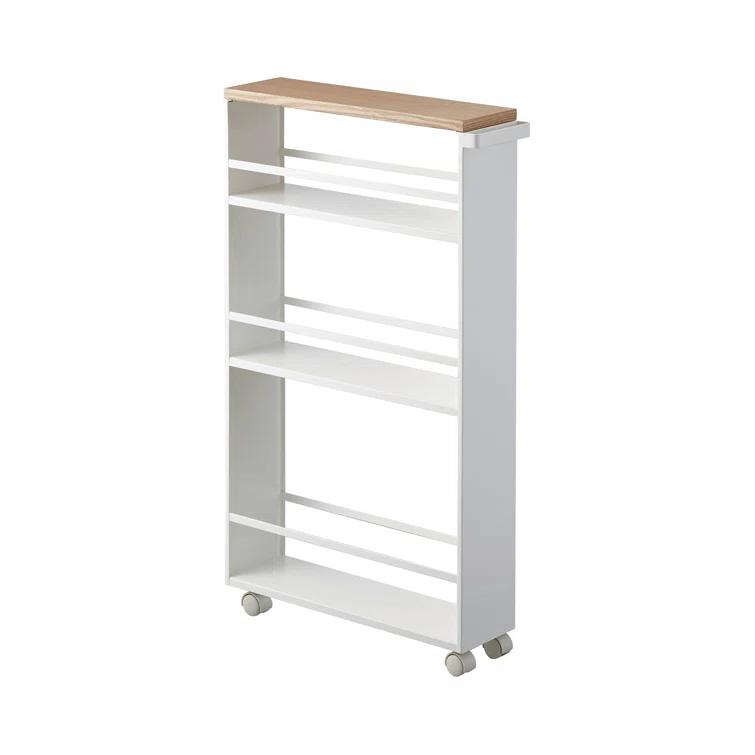 Yamazaki Tower White Rolling Slim Storage Cart With Handle
