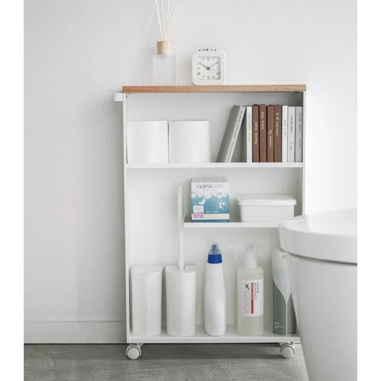 Yamazaki White Rolling Bathroom Cart