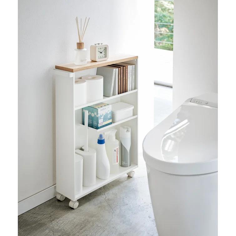 Yamazaki White Rolling Bathroom Cart
