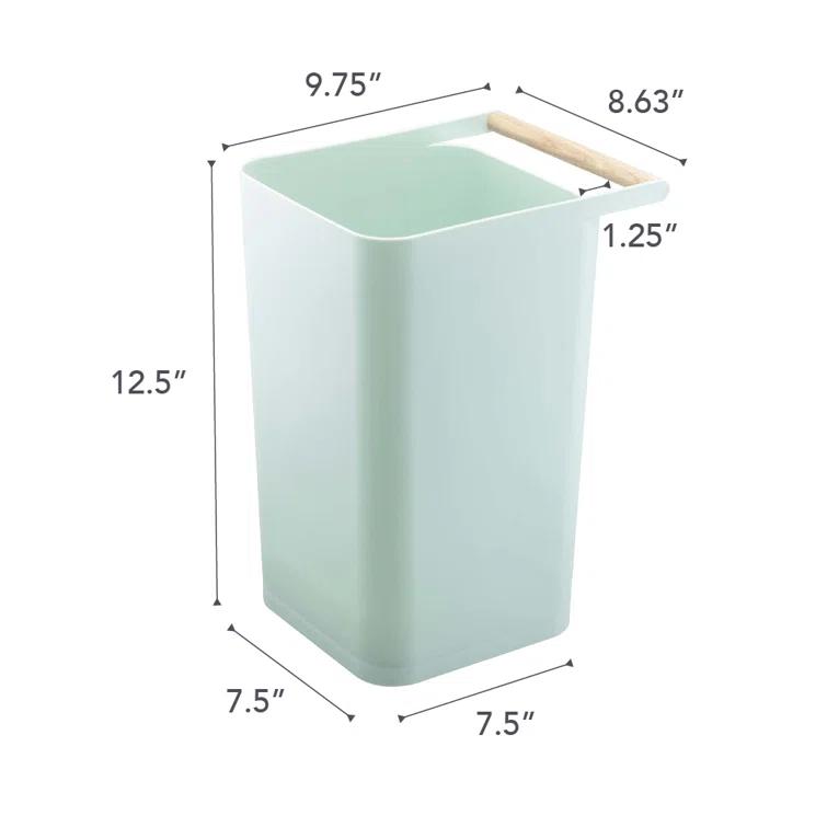 Como Yamazaki Home Slim Square Trash Can Garbage Waste Basket For Bathroom or Kitchen, 2.5 gallons