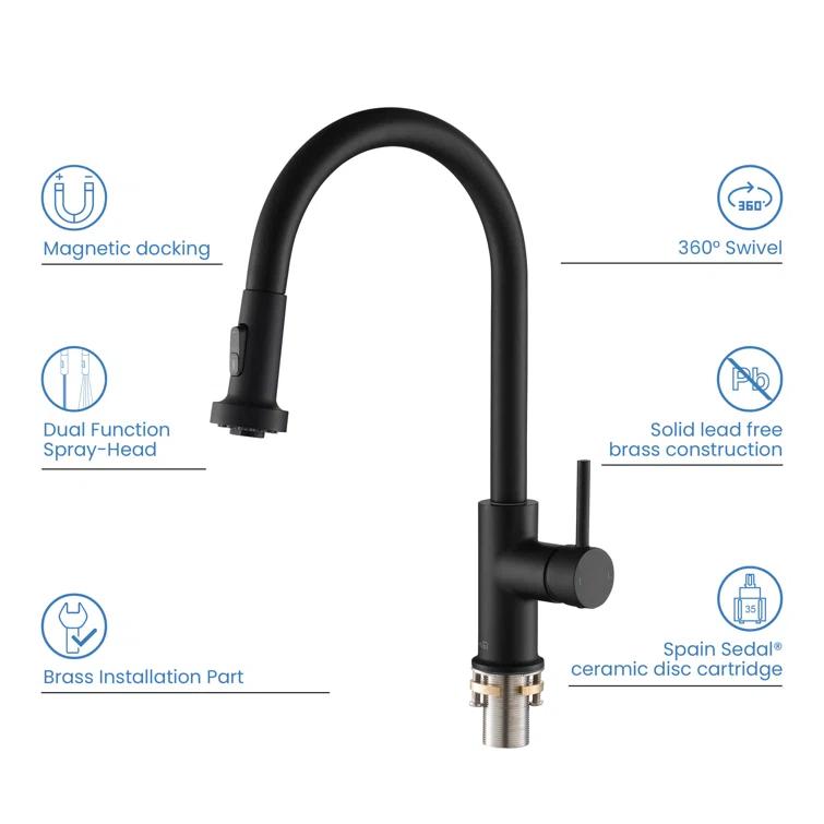 KIBI Casa Pull Down Kitchen Faucet