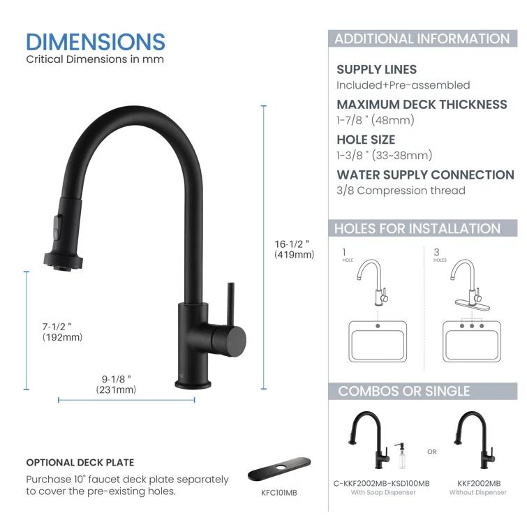 KIBI Casa Pull Down Kitchen Faucet