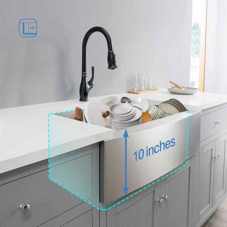 27'' L Farmhouse / Apron Single Bowl Stainless Steel Kitchen Sink