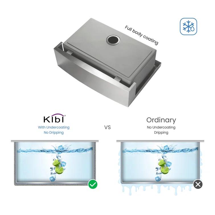 KIBI 33'' L Farmhouse / Apron Single Bowl Stainless Steel Kitchen Sink K1-SF33T