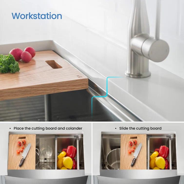 27'' L Farmhouse / Apron Single Bowl Stainless Steel Kitchen Sink