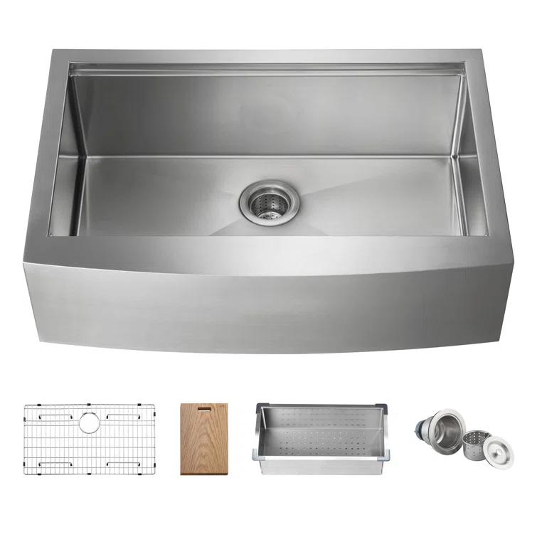 KIBI 33'' L Farmhouse / Apron Single Bowl Stainless Steel Kitchen Sink K1-SF33T