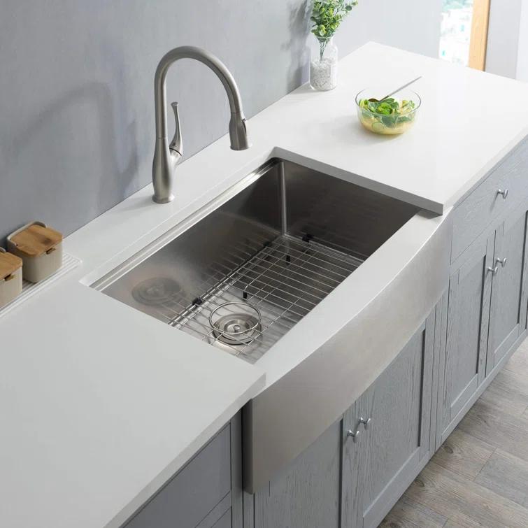 KIBI 33'' L Farmhouse / Apron Single Bowl Stainless Steel Kitchen Sink K1-SF33T