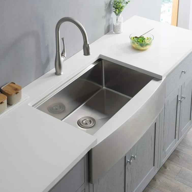 KIBI 33'' L Farmhouse / Apron Single Bowl Stainless Steel Kitchen Sink K1-SF33T