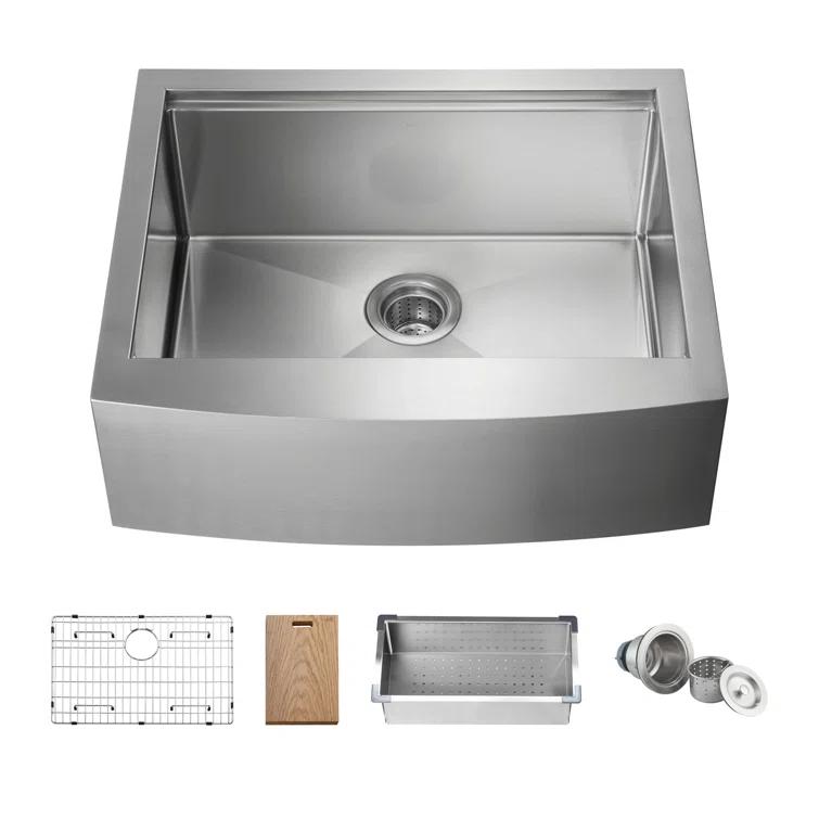 27'' L Farmhouse / Apron Single Bowl Stainless Steel Kitchen Sink