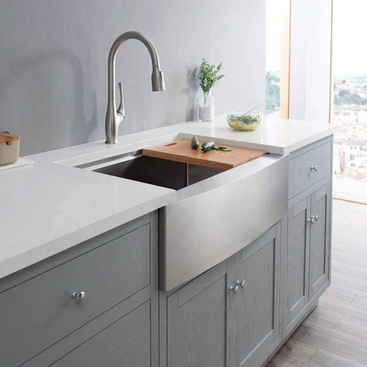 27'' L Farmhouse / Apron Single Bowl Stainless Steel Kitchen Sink