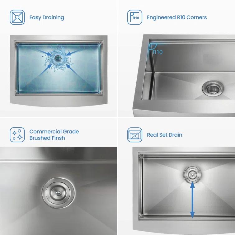 27'' L Farmhouse / Apron Single Bowl Stainless Steel Kitchen Sink