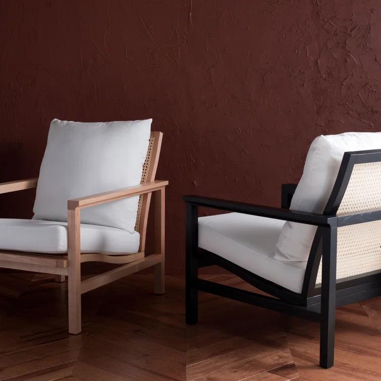 Madison Black & Natural Ash Wood Rattan Mesh Accent Chair