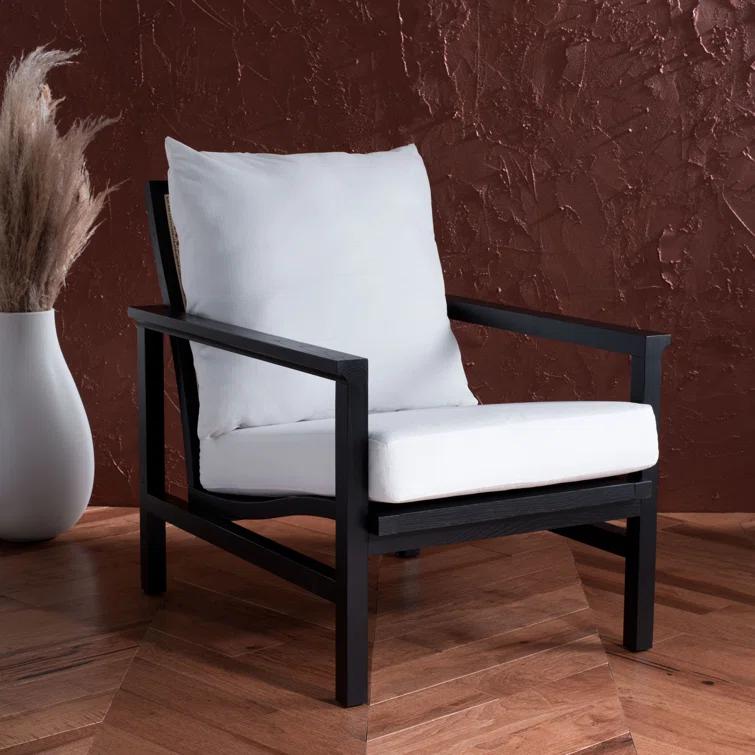 Madison Black & Natural Ash Wood Rattan Mesh Accent Chair