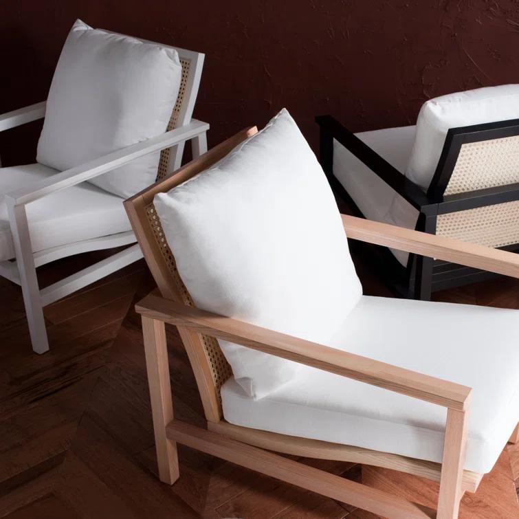 Madison Black & Natural Ash Wood Rattan Mesh Accent Chair