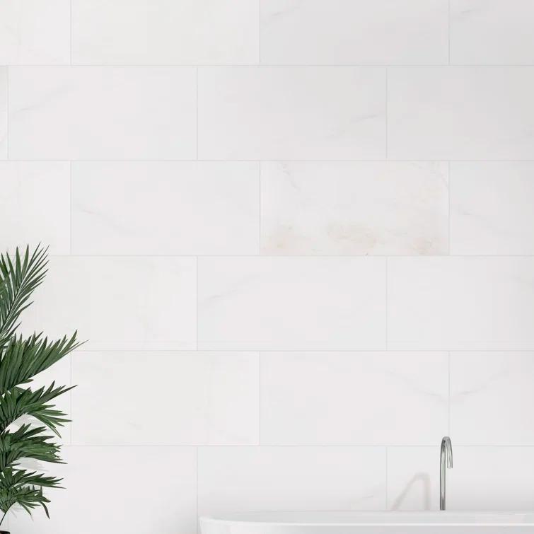Bianco Dolomite Beveled 12" x 24" Polished Marble Wall & Floor Tile