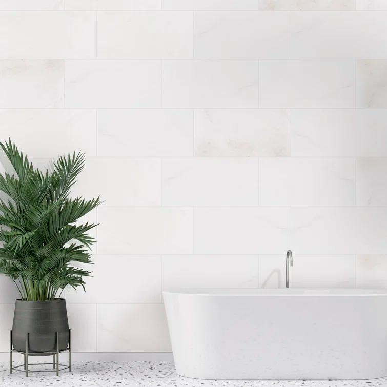 Bianco Dolomite Beveled 12" x 24" Polished Marble Wall & Floor Tile