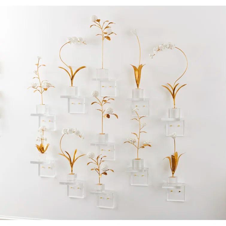 Matte White Ceramic Tulip Sculpture on Crystal Stand