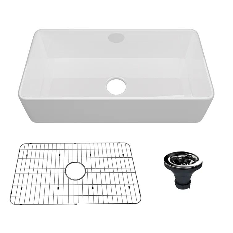 Farmhouse / Apron Single Bowl Fireclay Kitchen Sink