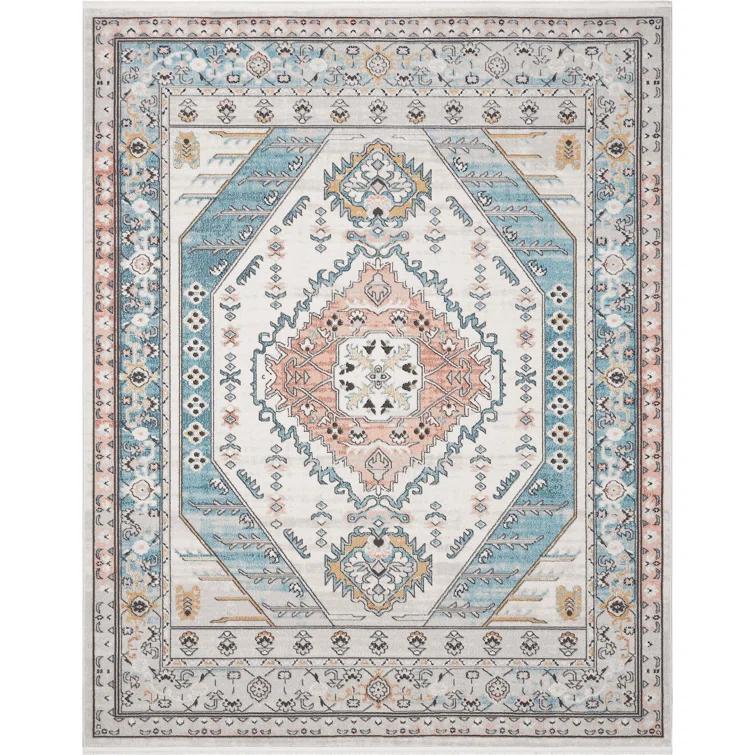 Espinal Oriental Blue/Ivory Area Rug