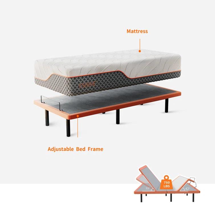 Zero Gravity Adjustable Bed with 14" Hybrid Mattress E3000 Series
